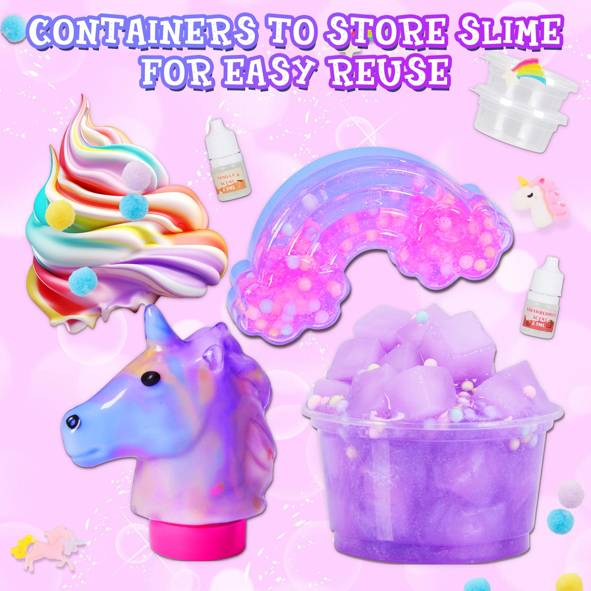 Unicorn Slime Making Kit for Girls - DIY Fluffy Slime Creation Kit with Super Birthday Party Favors Carolart