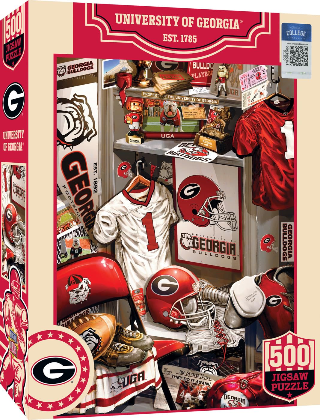 MasterPieces Game Day 500 Piece Jigsaw Puzzle for Adults - NCAA Georgia Bulldogs Locker Room - 15"x21" Masterpieces