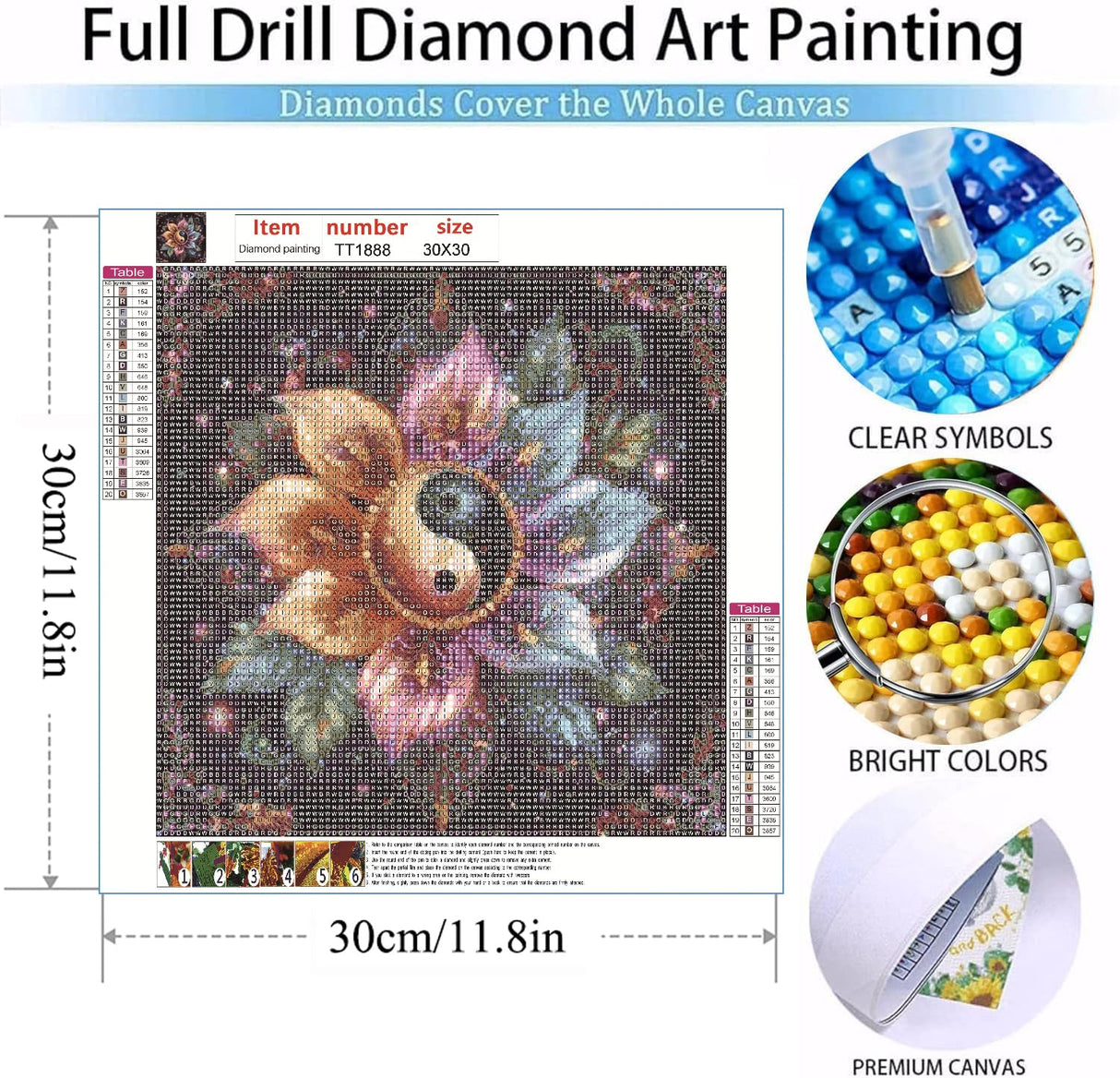 MOMDEDP Mandala Diamond Painting Kits for Adults, 5D Flower Full Drill Diamond Art, DIY Mandala Diamond Art Kit Gem Art for Home Wall Decor 12 X12in Animal MOMDEDP