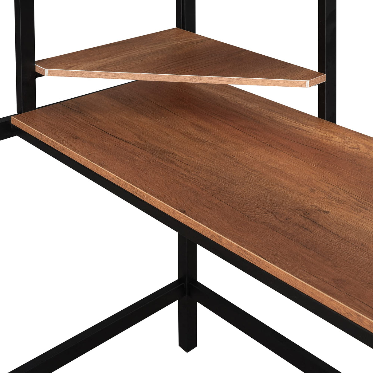 Metal Twin Size Loft Bed with Desk and Storage Shelves,Heavy Duty Loft Bed Frame with Safety Guardrail for Kids Boys Girls,Space Saving Twin,Black Bellemave