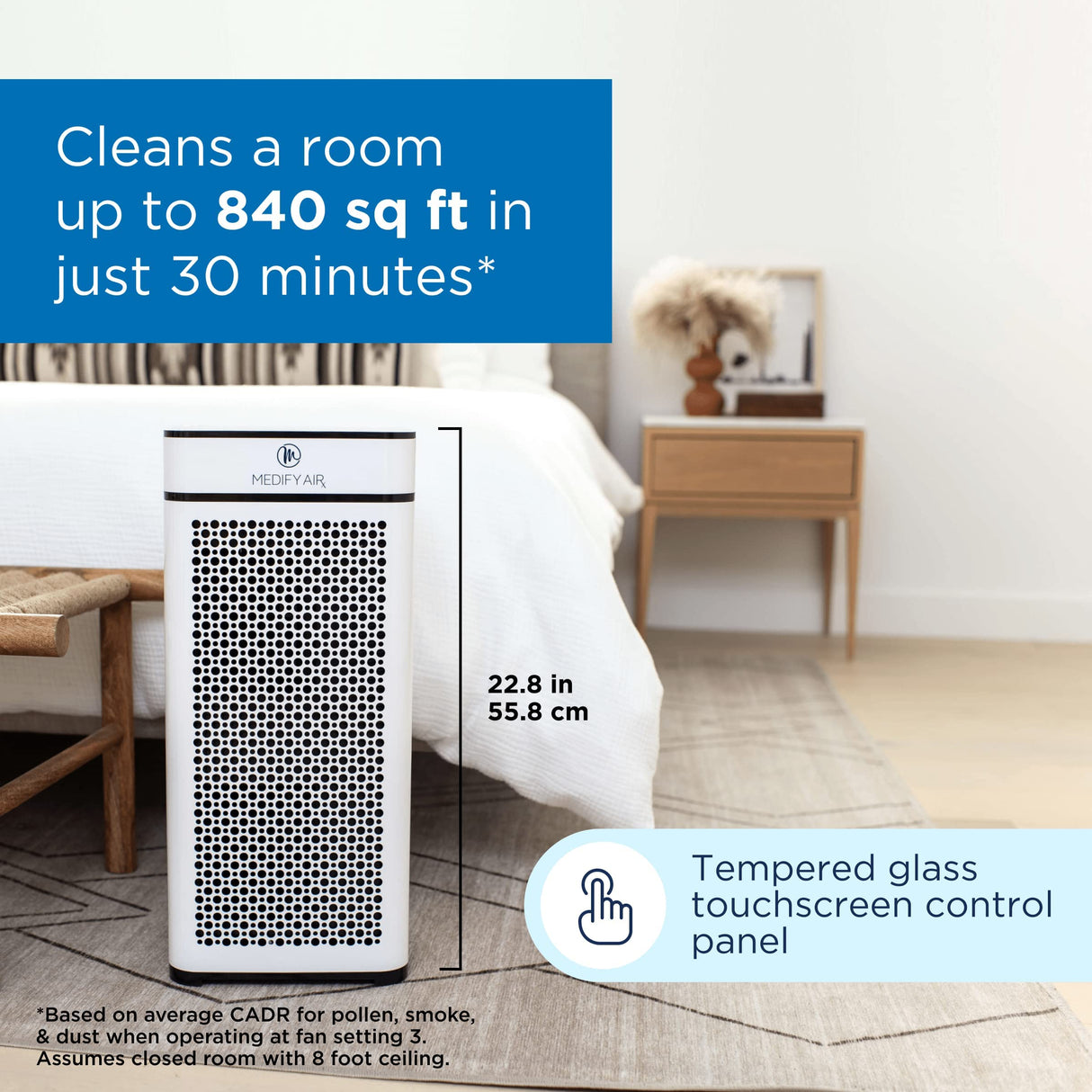 Medify MA-40 Air Purifier with True HEPA H13 Filter | 1,793 ft² Coverage in 1hr for Smoke, Wildfires, Odors, Pollen, Pets | Quiet 99.9% Removal to 0.1 Microns | White, 1-Pack Medify Air