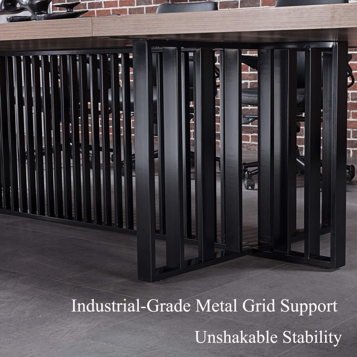 10ft Large Conference Table - 2" Thick Top & Metal Grid Base | Easy Assembly | Cable Management | Commercial Office Desk, Modern Executive Meeting Table for Office (10-20 People) SAINTCY