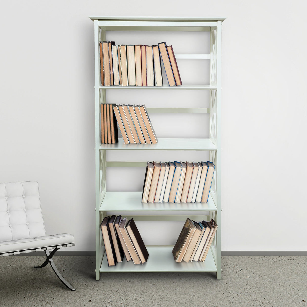 Casual Home Montego Bookcase, 5-Shelf, White,324-51 Casual Home