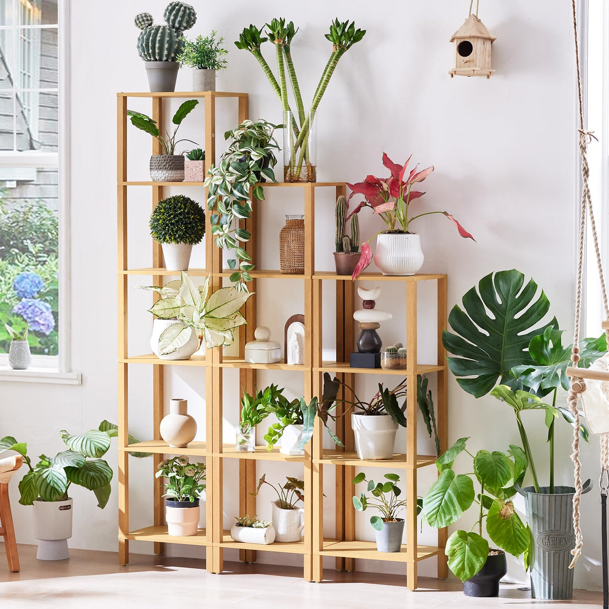 YUFAM 54in Tall Bookshelf 5-Tier Small Narrow Bookcase, Skinny Book Shelf for Small Space, Farmhouse Slim Shelf with Storage, Wood Freestanding Display Thin Bookshelves for Living Room, Natural YUFAM