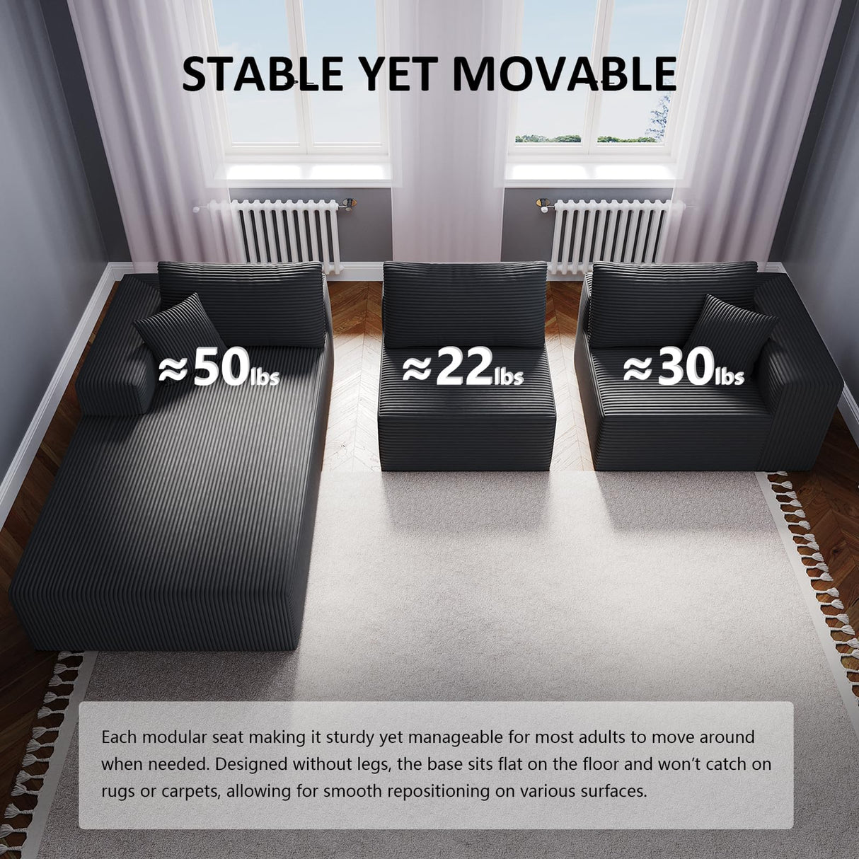 L-Shape Modular Sectional Sofa 108" — Cloud Couch Style 4-Seat Oversized Upholstered Sectional for Living Spaces No-Assembly WHGBJA