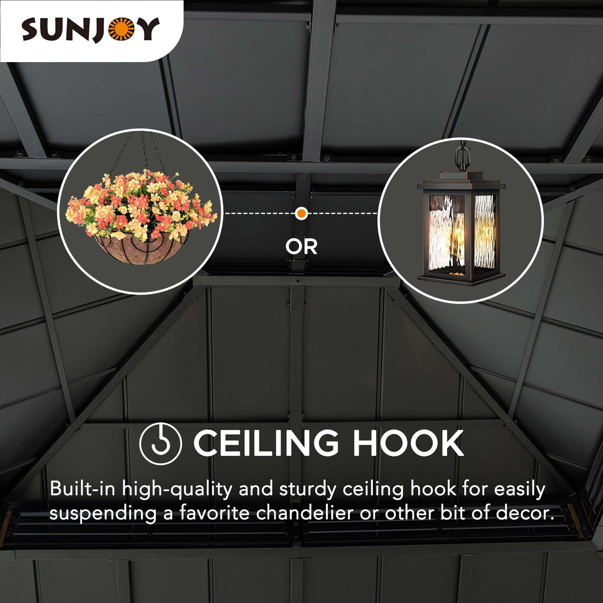 Sunjoy Roberts Outdoor Patio 13 x 15 ft. Black Steel Frame Hardtop Gazebo with 2-Tier Rust-Resistant Steel Roof by SummerCove SummerCove