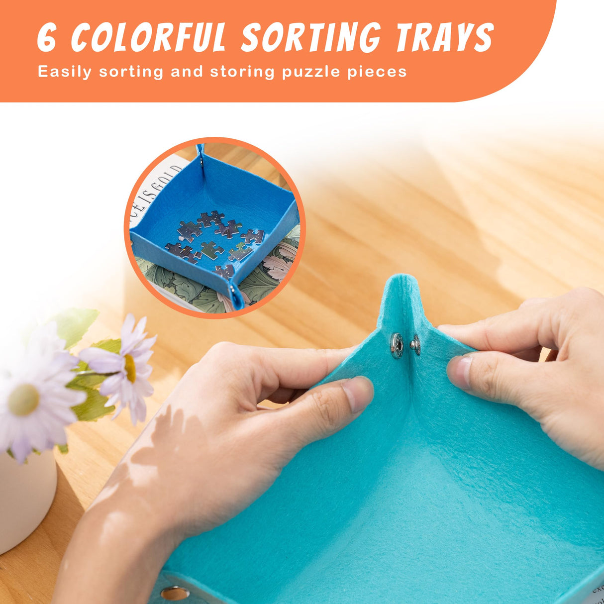 Tektalk Foldable Jigsaw Puzzle Board with 4 Angle Adjustable Bracket/Stand, Lightweight Portable Puzzle Mat Plateau with Wooden Easel, Foldaway Felt Puzzle Table, for Up to 1500 Pieces (Beige) Tektalk