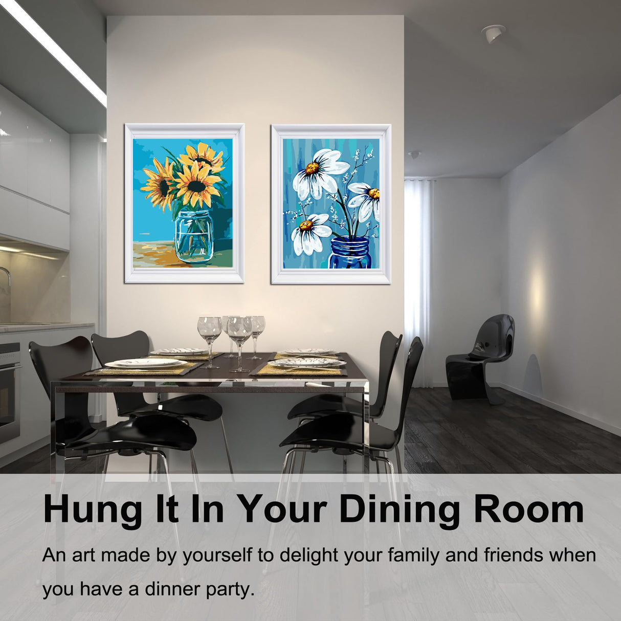 BAISITE Paint by Numbers Kit for Adults Beginners,12" Wx16 L 2 Pack Canvas for Painting Kits for Adults in Colorful Box-Daisy and Sunflowers 0304 BAISITE