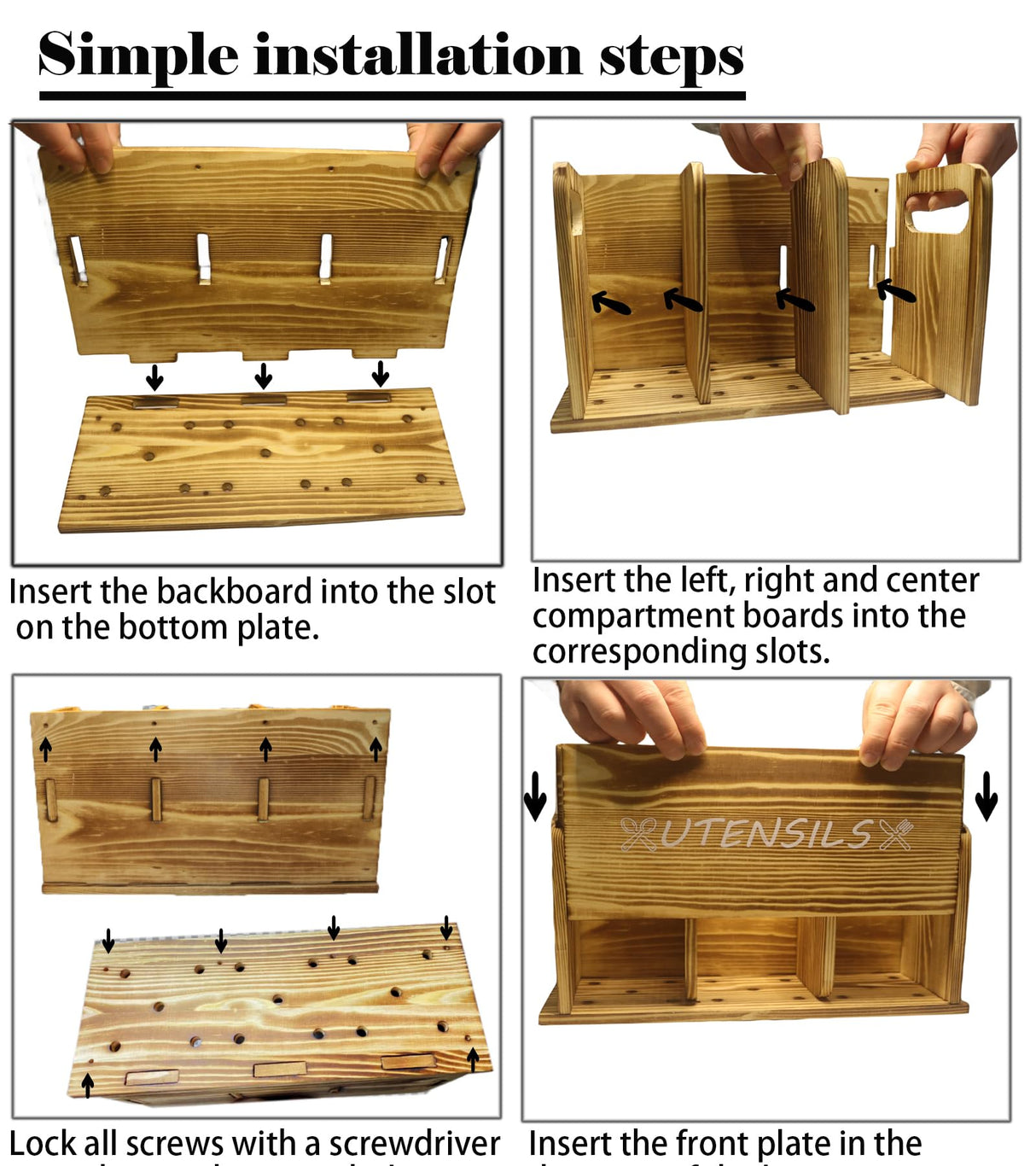 ST-BEST-P Utensil Holder Rustic Wood White Large Farmhouse Spatula Organizer for Kitchen counter Farmhouse,Countertop,Cooking Tools Storage (White) ST-BEST-P