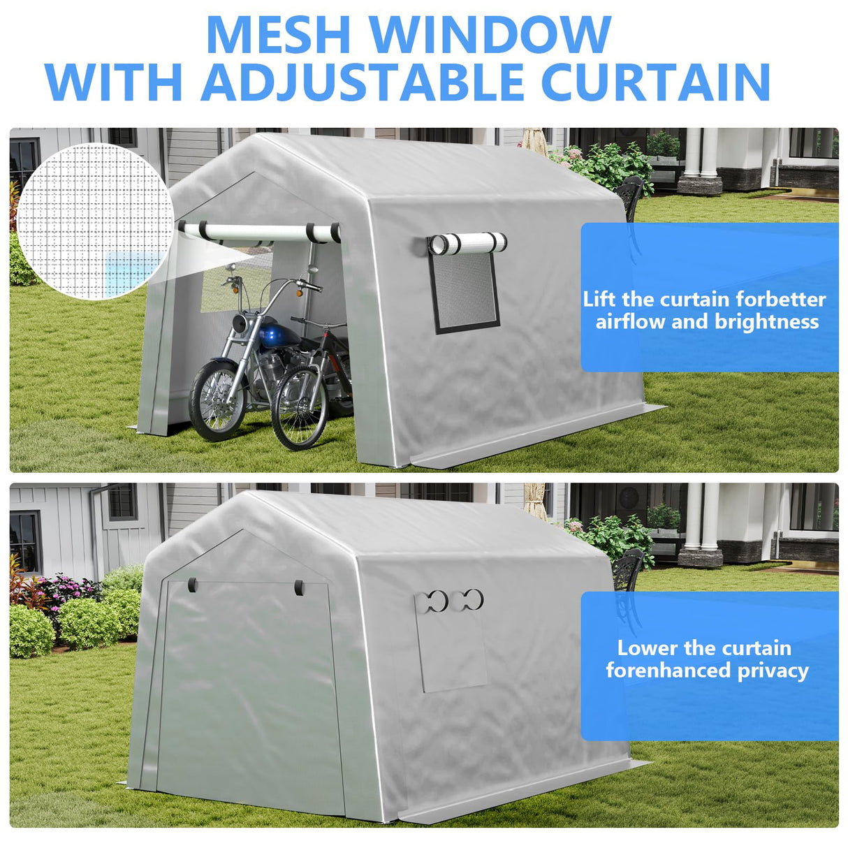 Jocoevol 8x10 ft Carport Heavy Duty Tent with Roll-up Windows, Portable Garage with Galvanized Steel Tubes, Car Canopy All-Season Tarp for Car Boat Truck Motorcycle Jocoevol