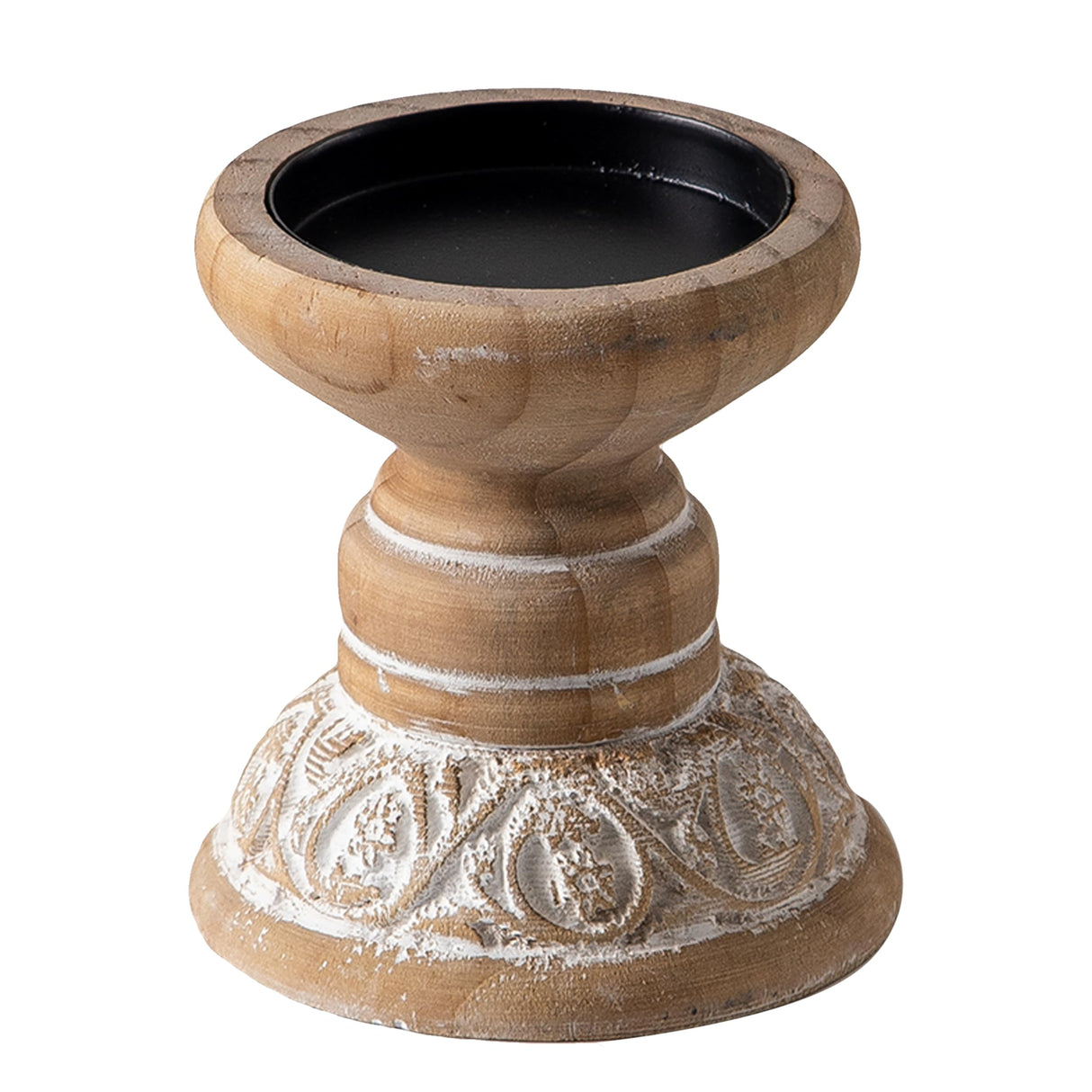 SOFE Farmhouse Wood Candle Holder, Handmade Pillar Candle Holders Brown Rustic Candle Stand Decorative, Candle Pedestal for Coffee Table, Living Room, Room Decor Aesthetic SOFE