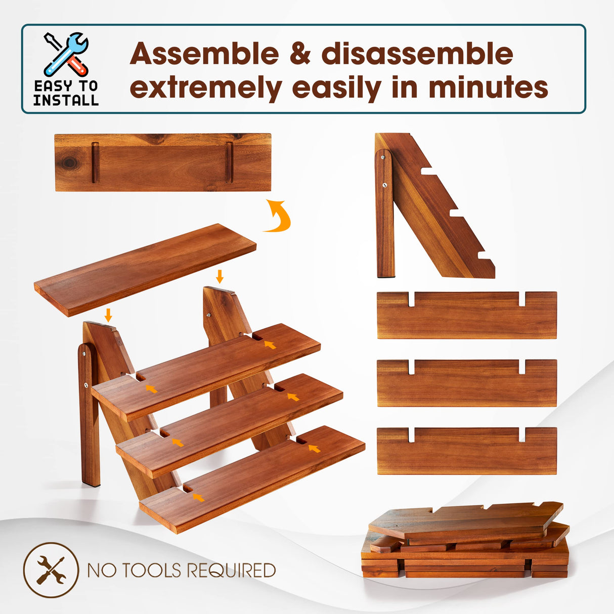 Tidita Acacia Wood Cupcake Display Stand - 4 Tiered Riser for Vendors Organizer - Wooden Cupcake Cookie Stands for Dessert Decorative Tables - Appetizer Serving Shelves Farmhouse at Party Wedding Tidita