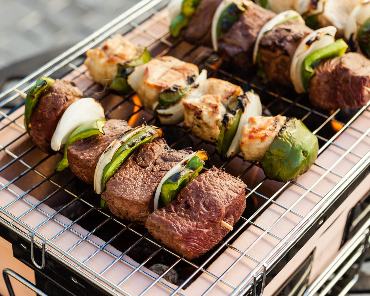 Fire Sense 60450 Yakatori Internal Grates Charcoal Chrome Cooking Grill Japanese Table BBQ Handmade Using Clay Adjustable Ventilation For Outdoor Barbecues Camping Traveling - Large - Tan Fire Sense