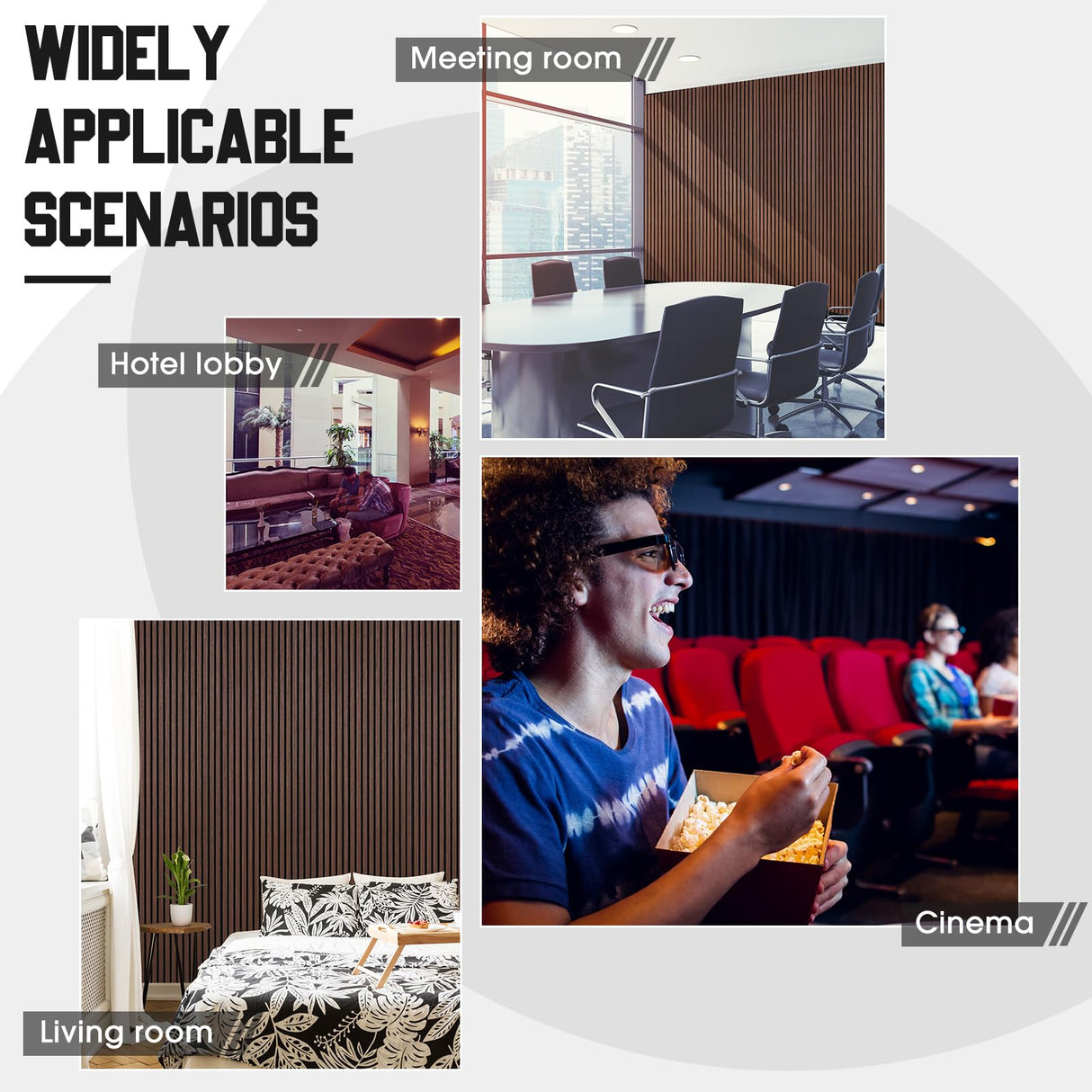 Frienda 6 Pcs 94.5 x 7.9 Inch Acoustic Wood Wall Panels Decorative Soundproof Wall Panels 3D Slat Wood Panels for Home Office Cinema Interior Wall Decoration (Walnut Wood) Frienda