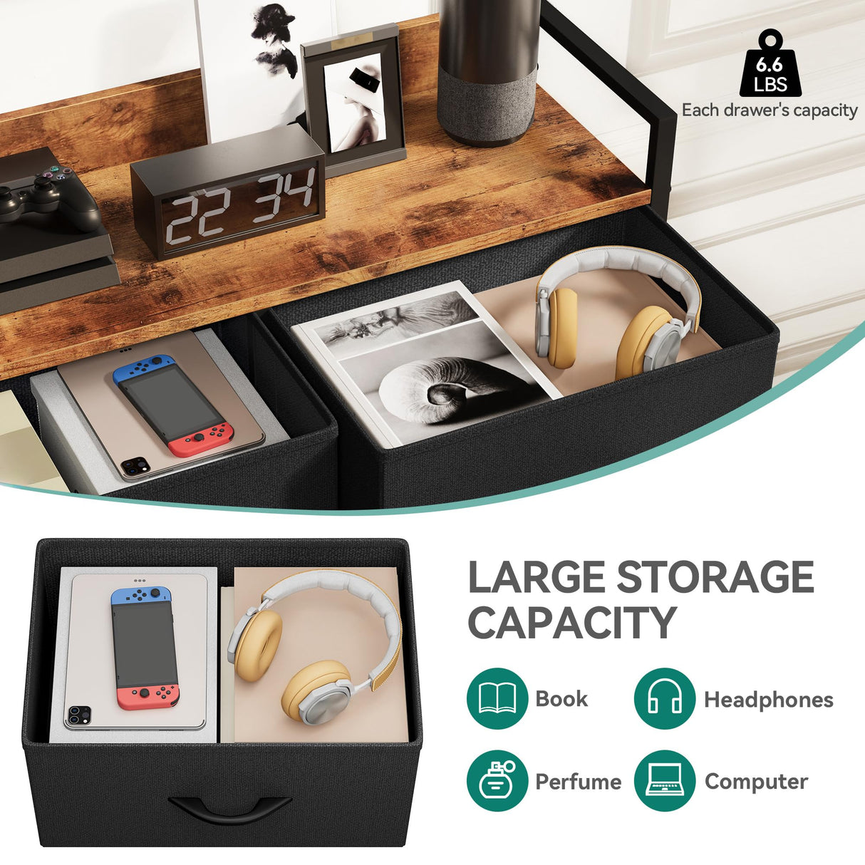 YITAHOME TV Stand with Charging Station, TV Dresser for 52'', Media Console Table, Long TV Stand for Living Room TV Stand with 7 Drawers and Shelves YITAHOME