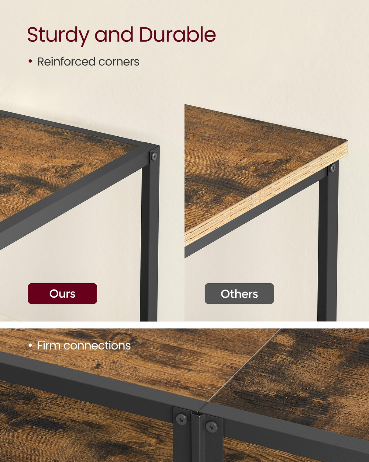 VASAGLE Modern TV Stand for TVs up to 65 Inches, 3-Tier Entertainment Center, Industrial TV Console Table with Open Storage Shelves, for Living Room, Bedroom, Rustic Brown and Black ULTV097B01 VASAGLE