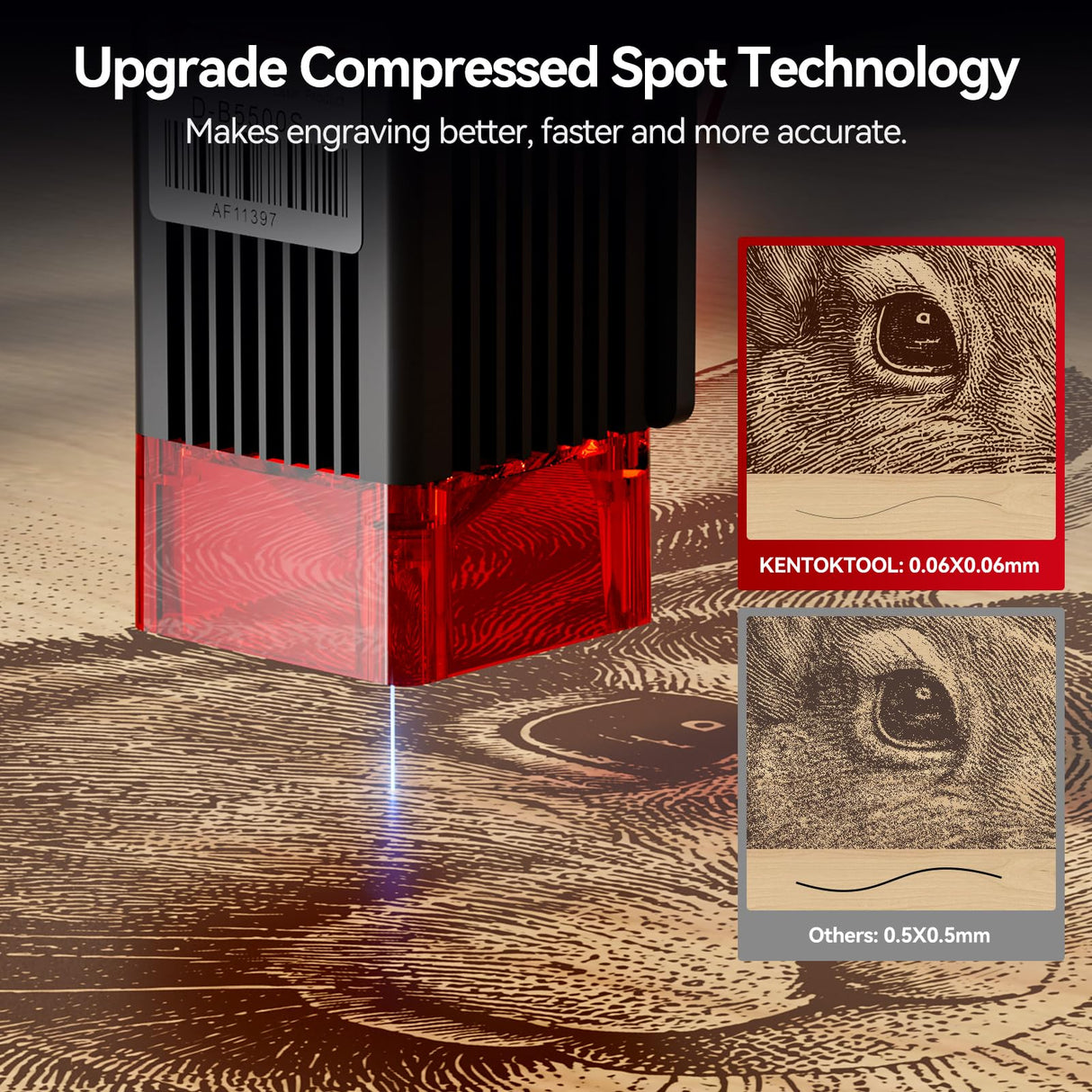 Laser Engraver, KENTOKTOOL LE400PRO 50W Laser Engraving Machine for Beginners, 5.5W Power High Precision Metal Laser Engraver and Cutter Machine for Wood, Acrylic, Leather, for Commercial and Domestic KENTOKTOOL