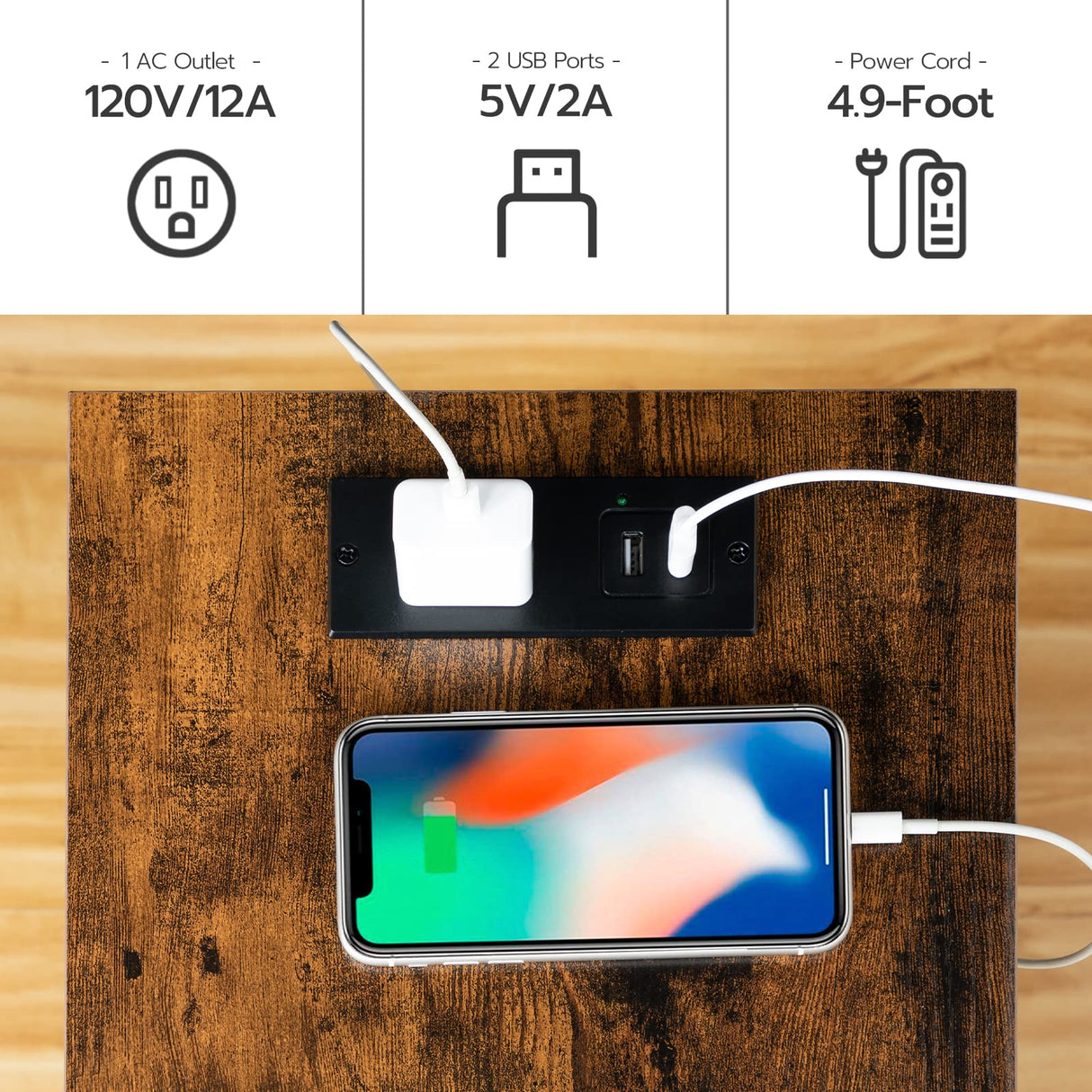 HOOBRO Side/End Table with Charging Station, Set of 2 with USB Ports and Outlets, Nightstand with 2-Layer Storage Shelves for Small Spaces, Living Room, Bedroom, Rustic Brown BF09UBZP201 HOOBRO