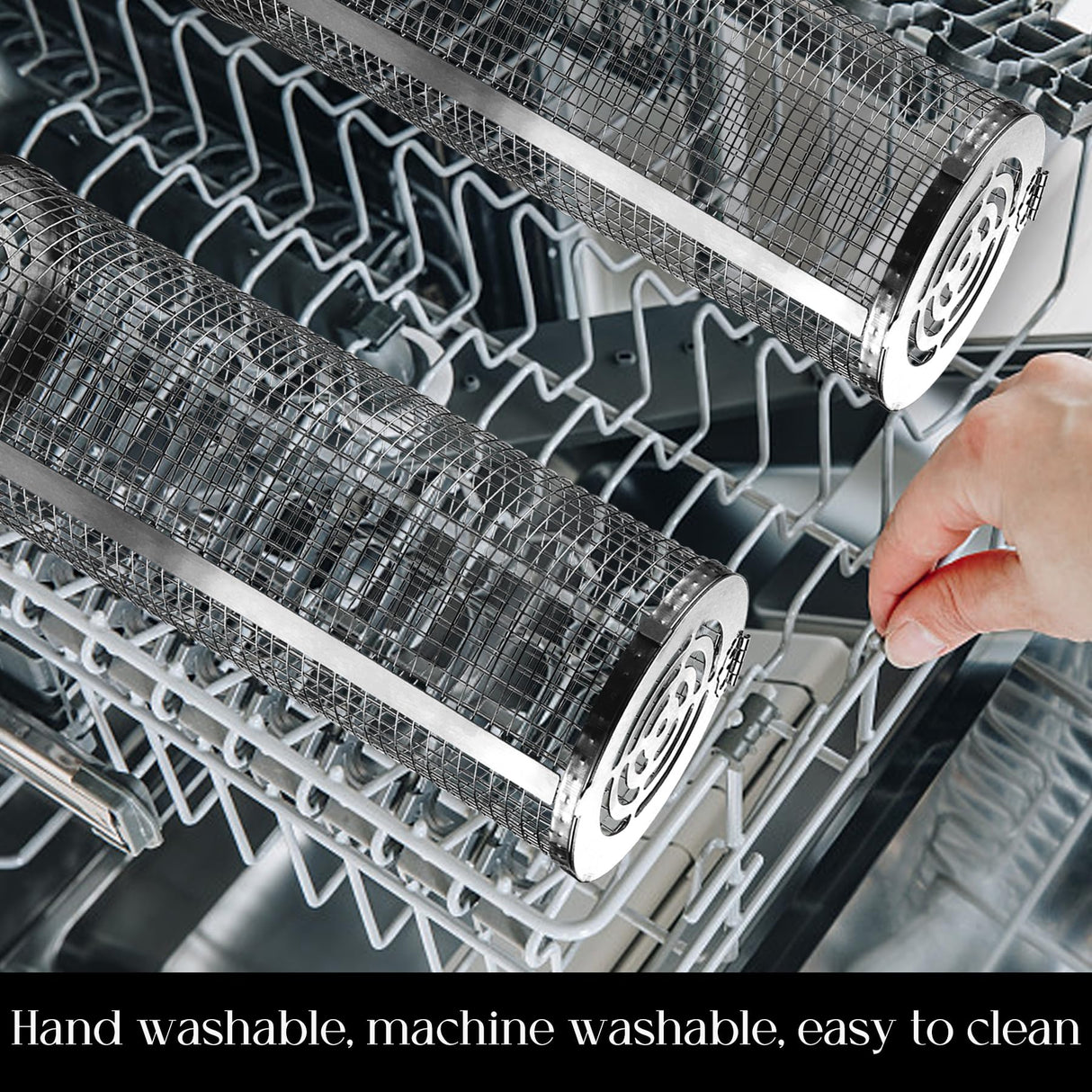 Rolling Grilling Baskets for Outdoor Grill Bbq Net Tube Stainless Steel Large Round Mesh Rotation Barbecue Cylinder Cage Cooking Accessories for Veggies Vegetable Fish Meat Food Camping, Gift for Men Aucma