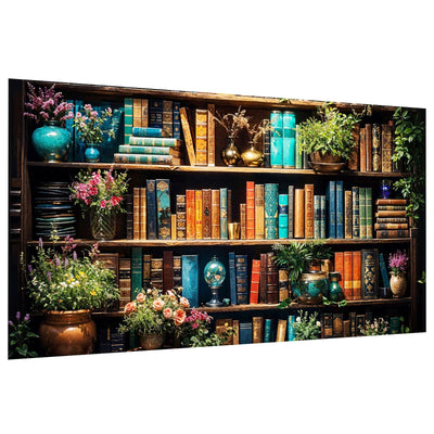 JOOZ Large Diamond Art Kits for Adults - 5D Book Diamond Painting Kits for Adults, DIY Full Drill Bookshelf Plant Diamond Art Painting, Bookshelf Gem Art Kits for Home Wall Decor 27.5x15.7 Inch