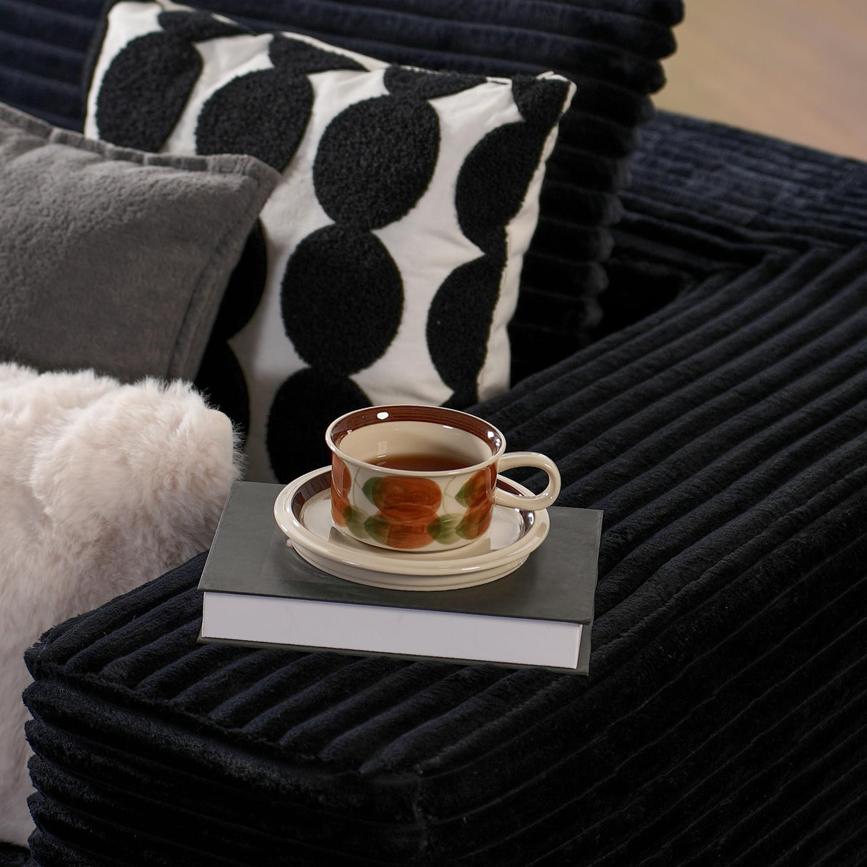 ovios 104" Cloud Sectional Couch with L-Shape Chaise,Modern Modular Sofa with Deep Seat, Upholstered Couches for Living Room Bedroom,No Assembly Required, Black (Plush Corduroy Fabric) ovios