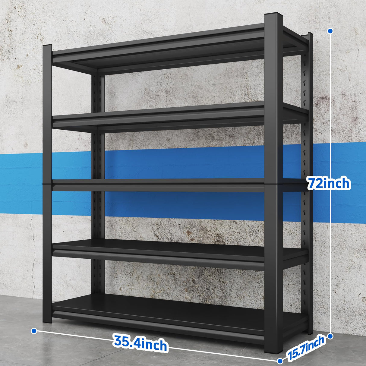 AOJUFEO Garage Shelving Heavy Duty 5 Tier Adjustable Metal Storage Shelf Industrial Rack Easy Assembly for Basement, Warehouse, Garage Storage Organization 16" D x 36" W x 72" H AOJUFEO