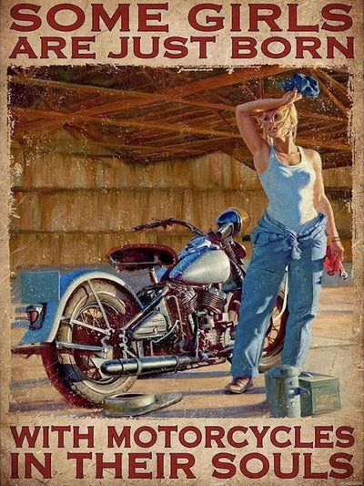 Women are Born with Motorcycles DIY Diamond Painting Kits for Adults Paint with Round Full Drill Gem Art Painting Kit for Home Wall Decor Gifts 12x16 Inch