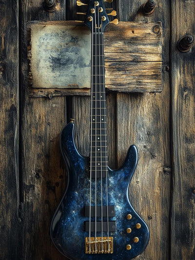 KAYEIUU Blue Bass Guitar Diamond Art Kits for Adults, Music Diamond Painting Kits for Beginners 5D Full Drill Diamond Dots with Diamond Gem Art and Crafts for Home Wall Decor 12x16 inch