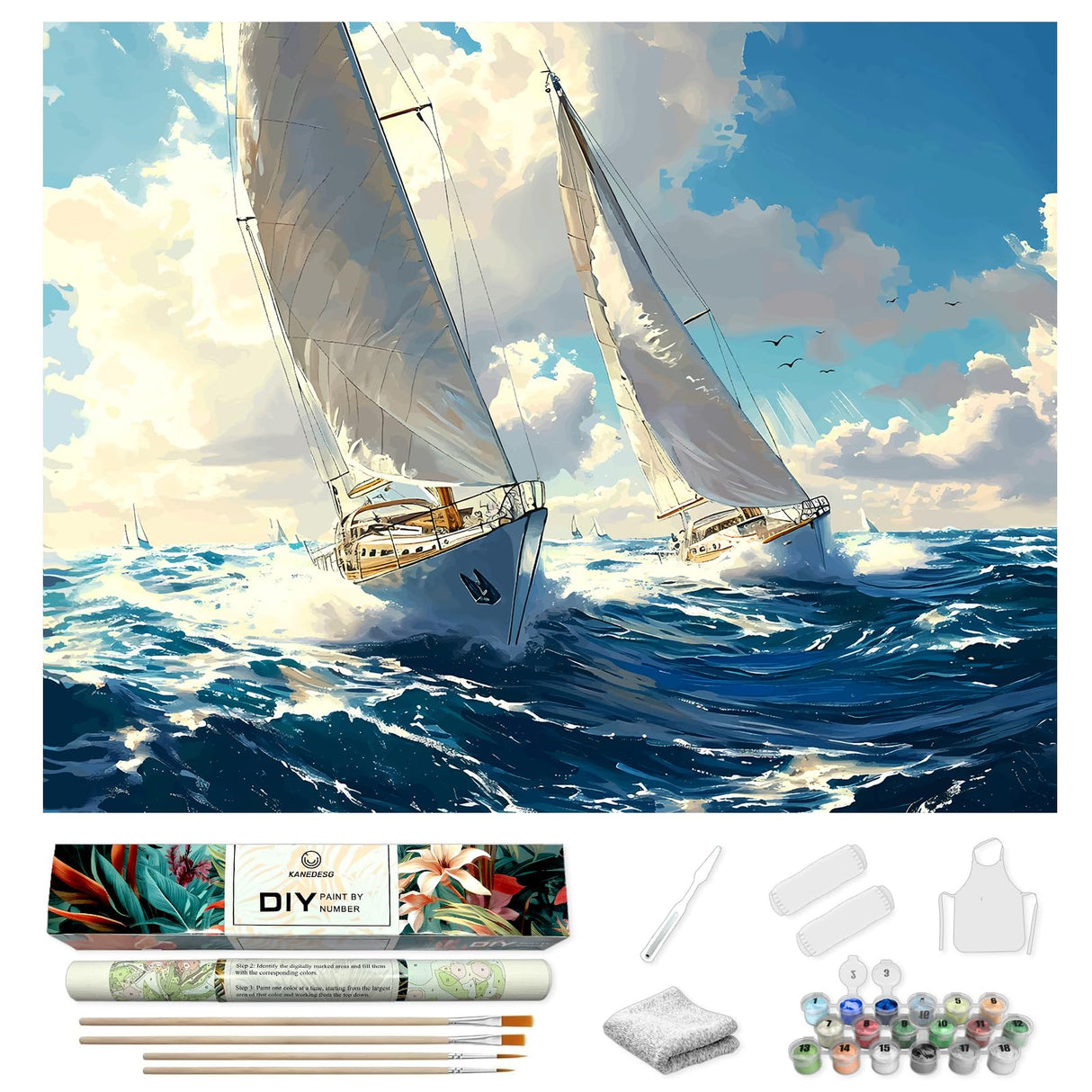 KANEDESG Paint by Numbers kit for Adults Beginners, Adult Paint by Number Kits, 16x20Inch Canvas Ocean Landscape Easy Acrylic DIY Painting Crafts,Drawing Paintwork for Adults Beginner KANEDESG