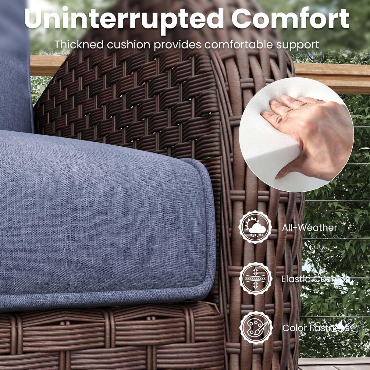 Vakollia 10 Pieces Patio Furniture Sets with Fire Pit Table, Wicker Rattan High Back Outdoor Swivel Rocking Chairs Set with 3-Seat Couch, Ottomans and Side Table Vakollia