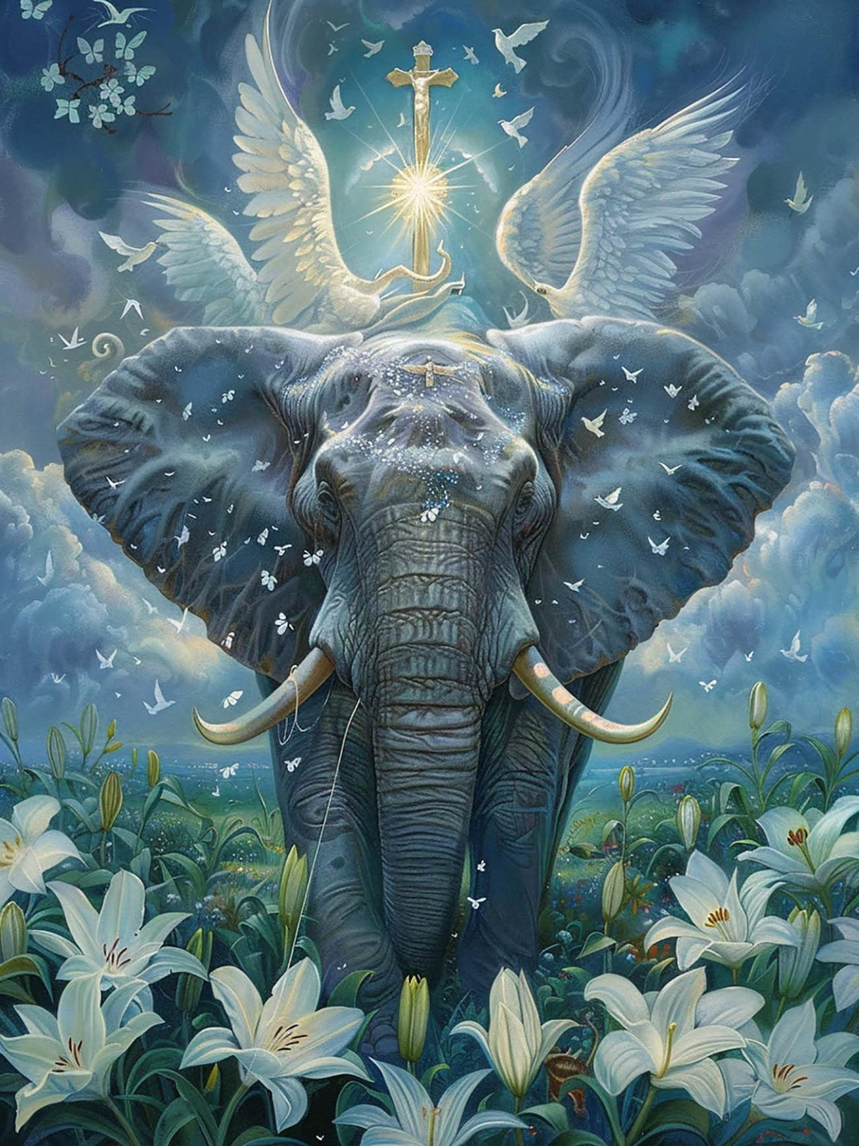 Ginfonr DIY 5D Diamond Art Kits for Adults, Elephants Diamond Painting for Adults, Diamond Art Animal Full Drill, Diamond Art Kits Embroidery Rhinestone Craft for Home Wall Decor 12 * 16 Inch Ginfonr