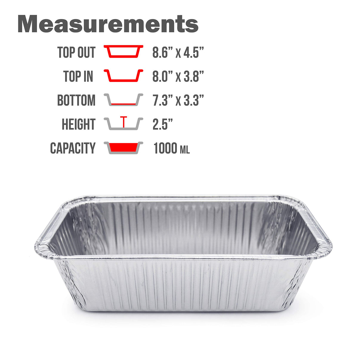 (100 Pack) Premium 2-LB Bread Loaf Baking Pans - 8.5" x 4.5" x 2.5" l Heavy Duty l Disposable Aluminum Foil Tins for Cakes Meatloaf Lasagna Fig & Leaf