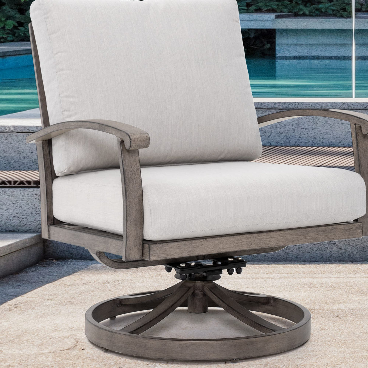 HAPPATIO 10 Piece Aluminum Patio Furniture Set, 3-Seat Outdoor Couch and Loveseat, All-Weather Outdoor Sectional Sofa with Swivel Armchairs and Ottomans, Garden Conversation Set(Gray) HAPPATIO