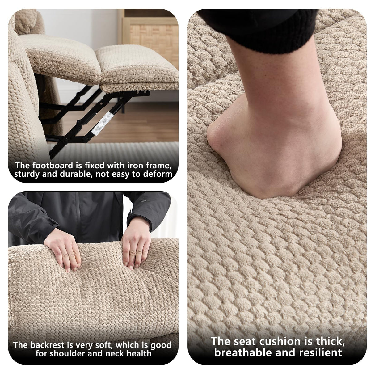 CANMOV Recliner Sofa Set, Manual Recliner Loveseat with Overstuffed Armrest for Living Room,Bedroom Furniture,Office,2 Seat Light Brown CANMOV