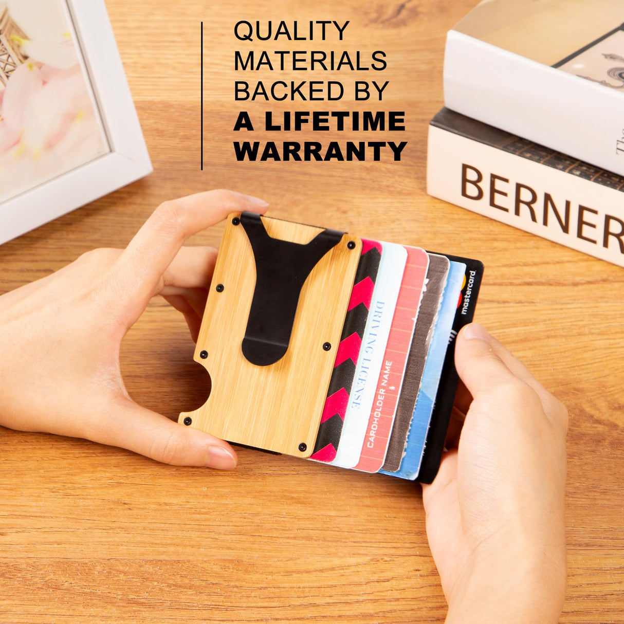 Custom Wooden Credit Card Holder with Money Clip and wooden box β Personalized Wallet Gift for Husband - Anniversary Gift for Him, Boyfriend Gifts, Minimalist Smart Wallet for Men (San Judas-Bamboo) OTGMPIREX