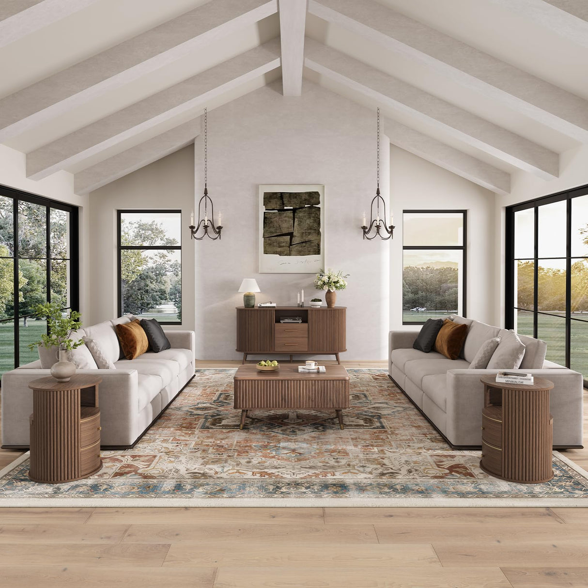 JOINICE Lift Top Coffee Table with Storage, Mid Century Modern Fluted Wood Design,Pop-Up Walnut Center Table with Hidden Compartment for Living Room & Home Office Work/Dining JOINICE