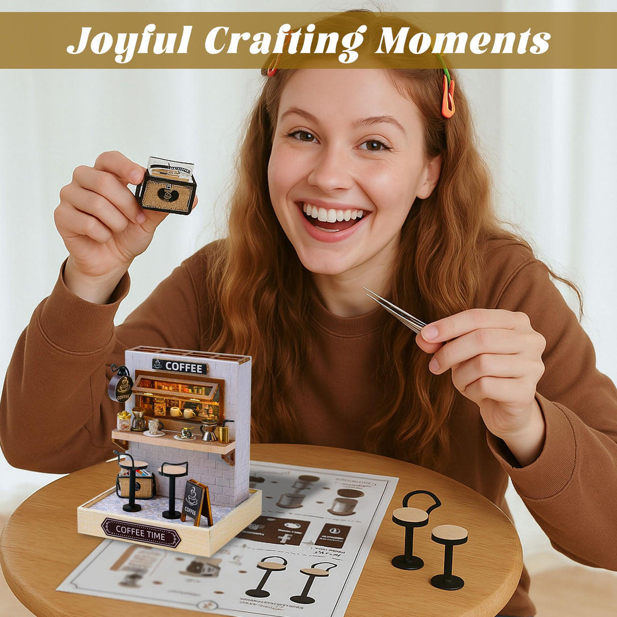 Flever Dollhouse Miniature DIY House Kit Creative Room with Furniture for Romantic Valentine's Gift (Coffee Time) Flever