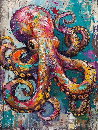 Bimkole Paint by Numbers Kit for Adults Beginner Octopus, DIY Oil Painting Kit on Canvas with Paintbrushes and Acrylic Pigment, for Paint by Numbers for Beginner, for Home Wall Decor (16x20Inch)wB2203