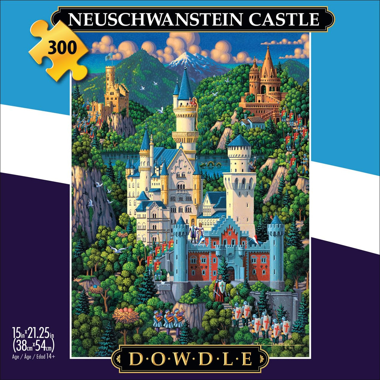 Buffalo Games - Dowdle - Neuschwanstein Castle - 300 Piece Jigsaw Puzzle for Adults -Challenging Puzzle Perfect for Game Nights - Finished Size is 21.25 x 15.00 Buffalo Games