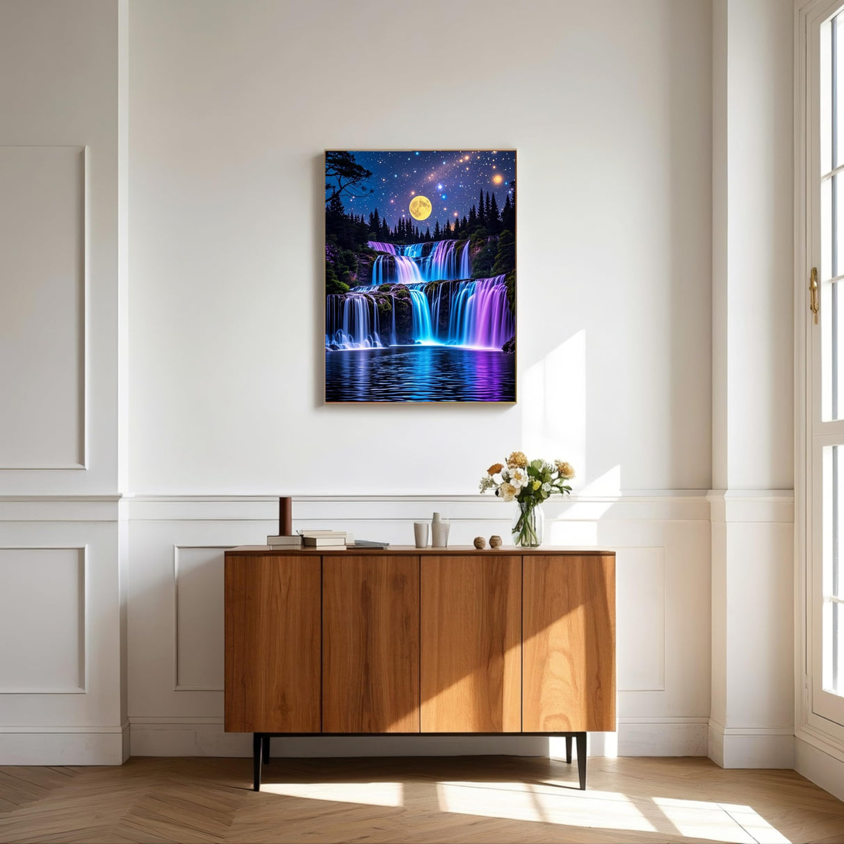 TINDAY Paint by Numbers Kit for Adults Beginner Paint by Number for Adult Painting by Number for Adults Waterfall Painting Kits for Adult Canvas Painting Home Decor Wall Art Moon 16x20 in TINDAY