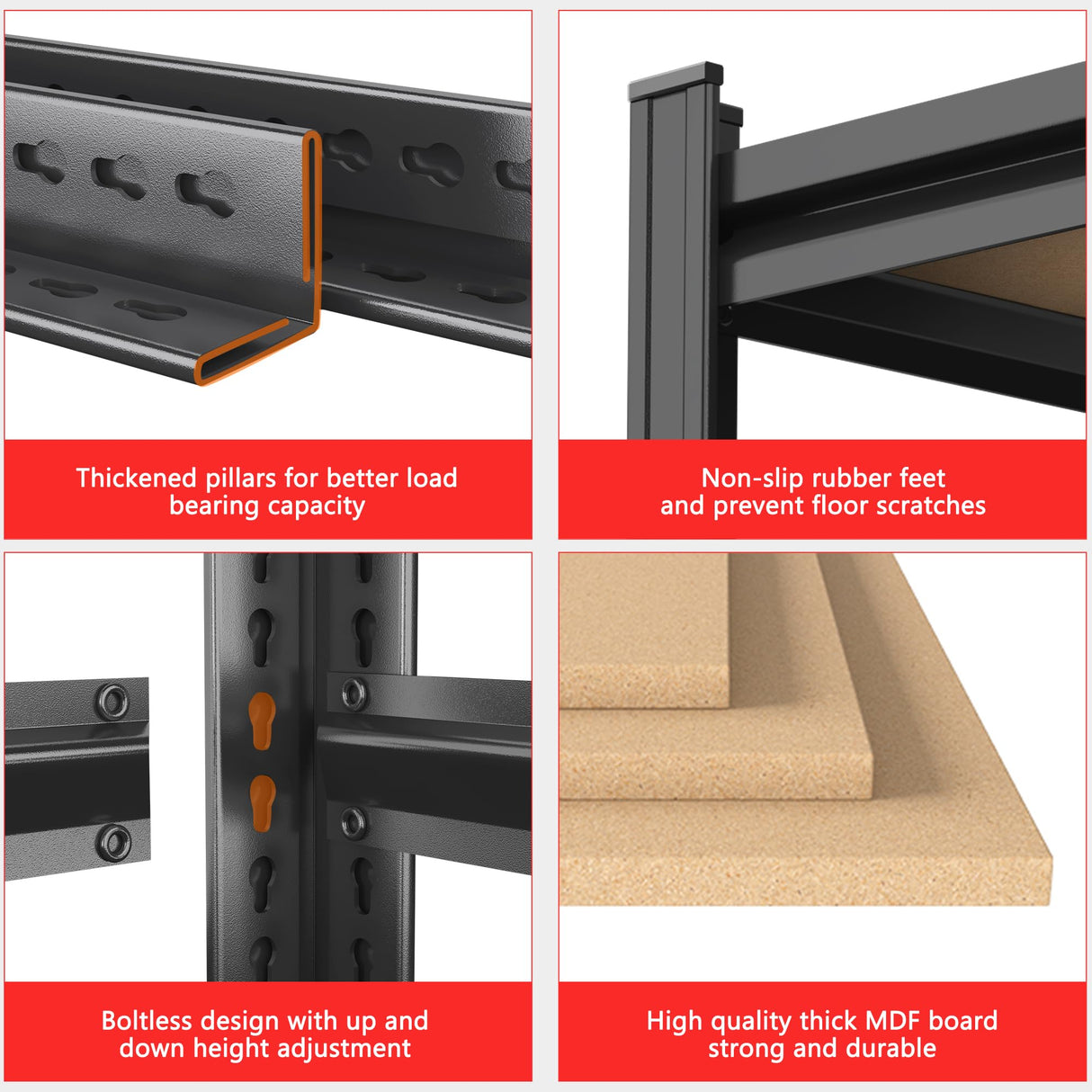 72" H Garage Shelving Unit, 5-Tier Heavy Duty Storage Shelves, 2000 lbs Capacity, Industrial Utility Rack Shelf, 72" H x 35.4" W x 15.7" D Adjustable Metal Shelving for Warehouse Kitchen Basement Metallitrend