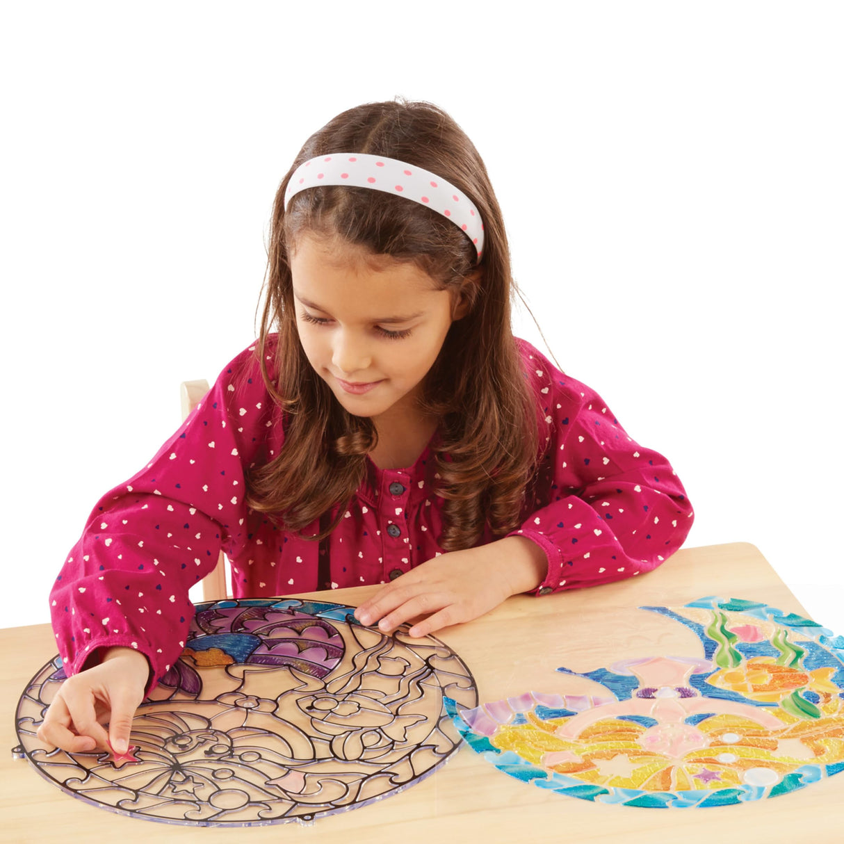 Melissa & Doug Stained Glass Made Easy Activity Kit: Mermaids - 140+ Stickers Kids Sticker Stained Glass Craft Kit; Mermaid Crafts for Kids Ages 5+ Melissa & Doug