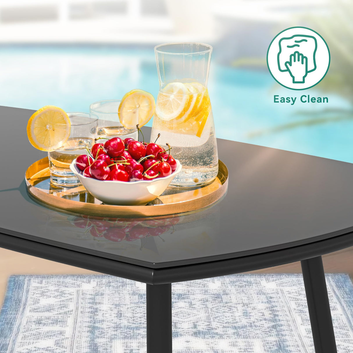 YITAHOME 4-Piece Patio Furniture Outdoor Bistro Set, All Weather Double Gray Rope Conversation Loveseat for Backyard, Balcony, Deck with Soft Cushions and Metal Table (Gray) YITAHOME