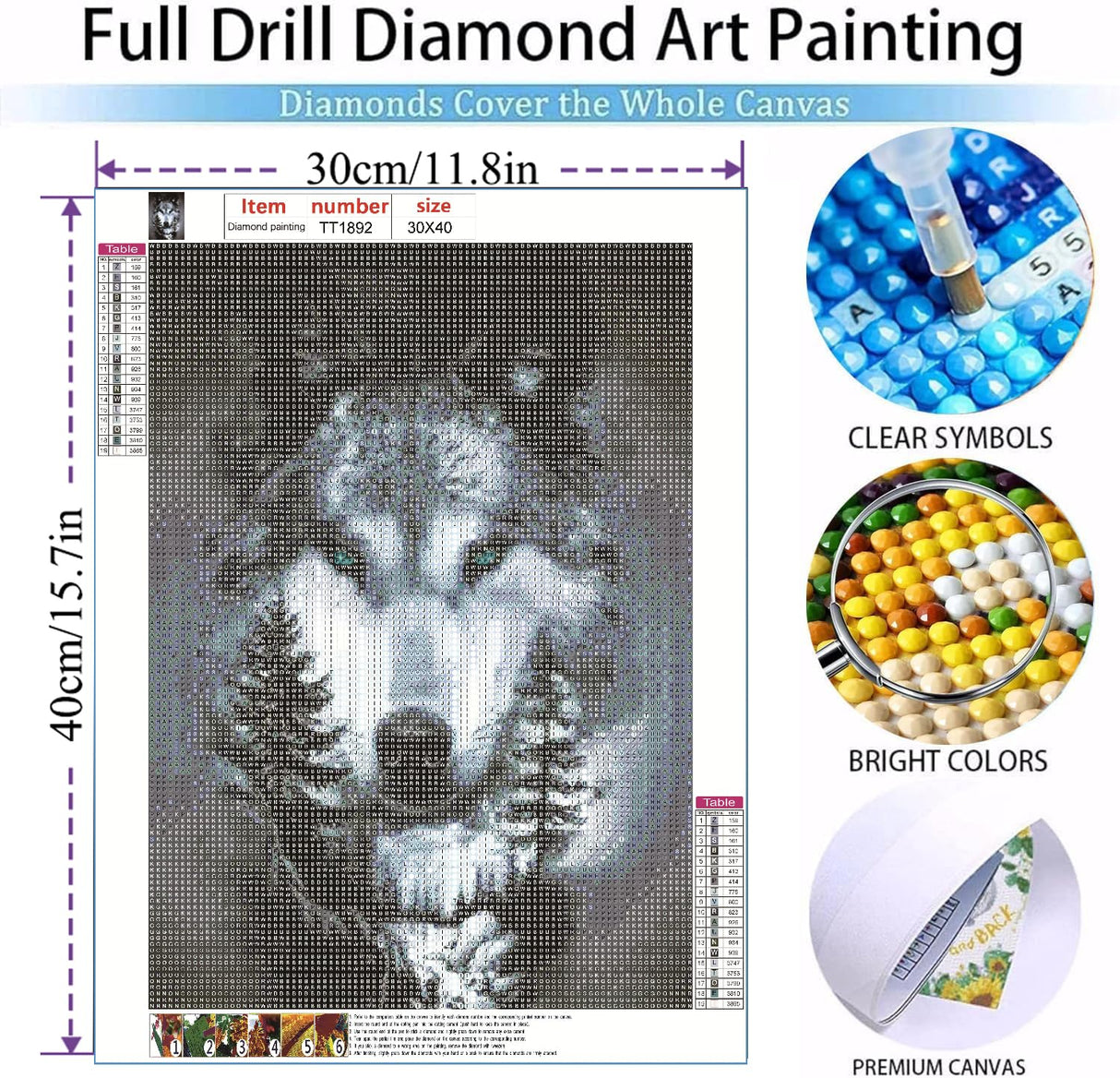 MOMDEDP Wolf Diamond Art Kits for Adults,DIY Animal Diamond Painting Kits for Adults Beginners,5D Full Drill Diamond Dots with Diamond Gem Art and Crafts for Home Wall Decor 12x16inch MOMDEDP