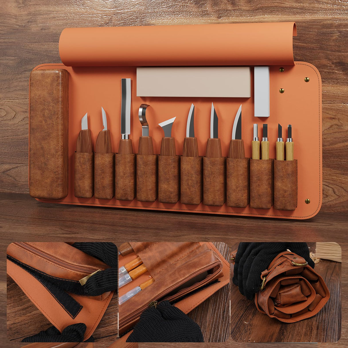RexTact Wood Carving Kit Deluxe Hand Carving Tool Set, 16 Wood Whittling Kit High-Carbon Steel, Wood Art Tools 8 Whittling Knives & 4 Detail Carving Knives for Beginner &Professional Christmas Gift RexTact