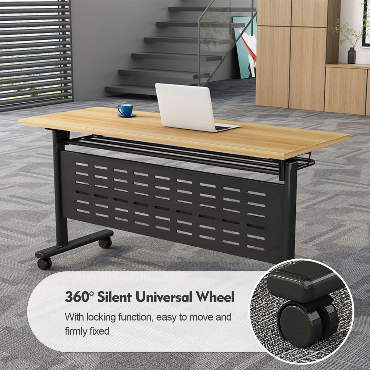 Foldable Conference Table, 6PCS Folding Conference Room Table with Wheels, Flip Top Mobile Training Table, Modern Rectangle Meeting Table for Office Training Room Classroom (6pack 63in) Lrxmastery