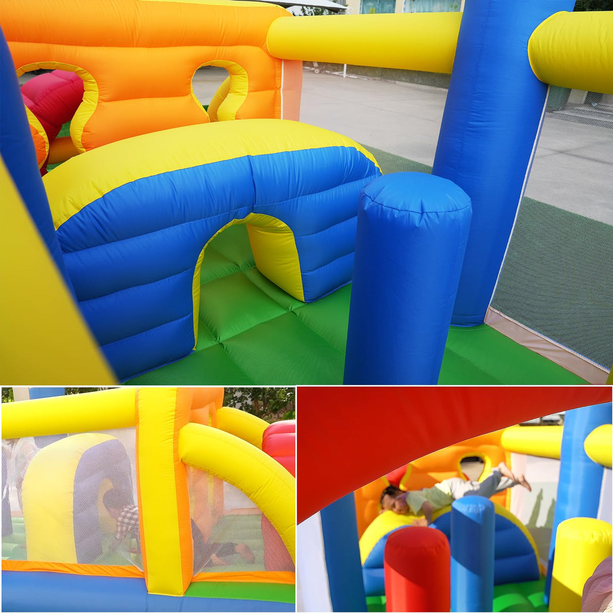 HuaKastro 20.5FT(L) Extended Inflatable Obstacle Course Bounce House for Kids Party Easter Event, with Various Obstacles: Tunnel, Crossing Wall, Jungle, Jumping Area, Climbing Wall and Slide HuaKastro