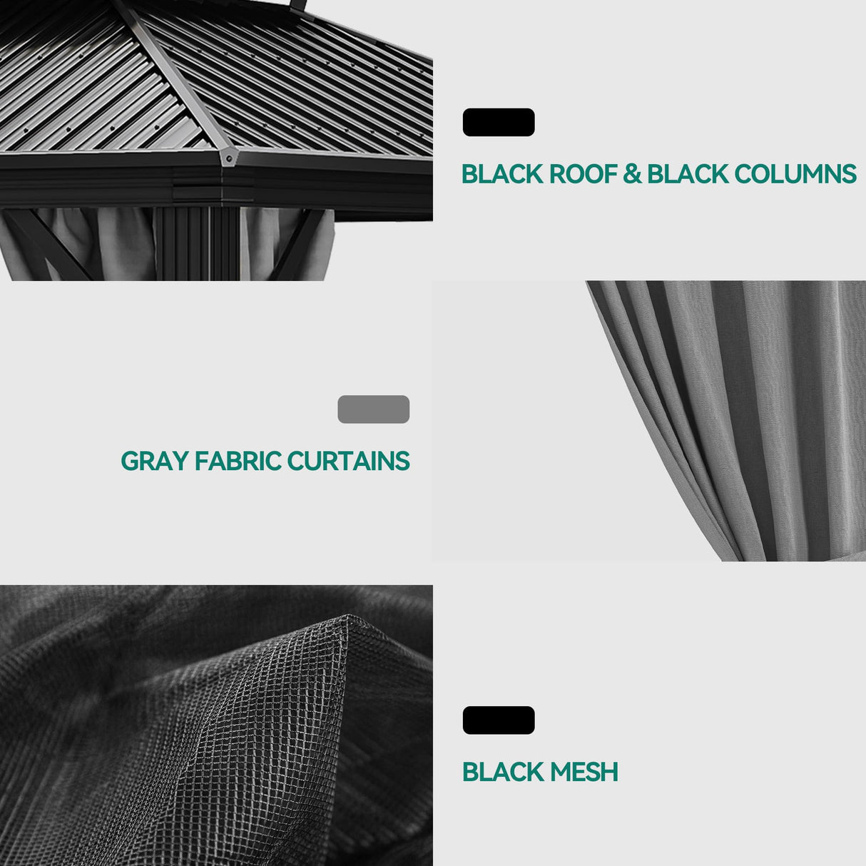 YITAHOME 10x10ft Hardtop Gazebo with Nettings and Curtains, Heavy Duty Double Roof Galvanized Steel Outdoor Combined of Vertical Stripes Roof for Patio, Backyard, Deck, Lawns, Gray YITAHOME