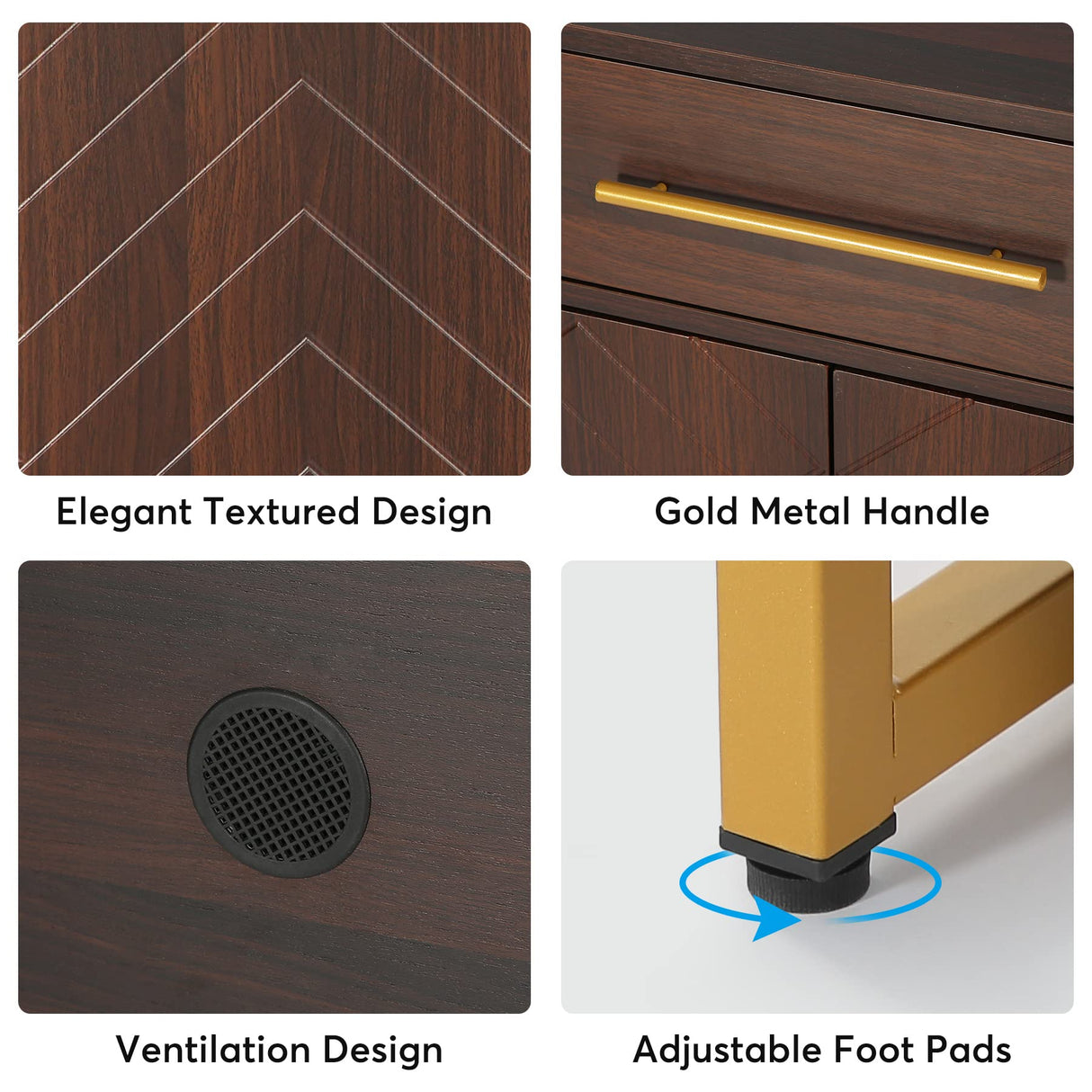 Tribesigns Shoe Cabinet with Doors, 20 Pairs Shoe Storage Cabinet with Drawer for Entryway, Modern Shoe Rack Organizer with Shelves for Hallways Bedroom Living Room, Walnut and Gold Tribesigns