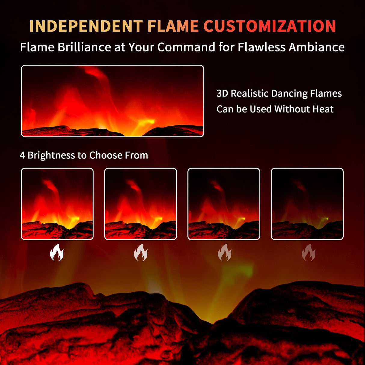 Electric Fireplace Heater 22 in Freestanding Fireplace Stove Infrared Fireplace RealSmart with 3D Flame Effect Remote Control, Timer, Overheating Protection Heater for Indoor Use Black (Christmas Red) RealSmart